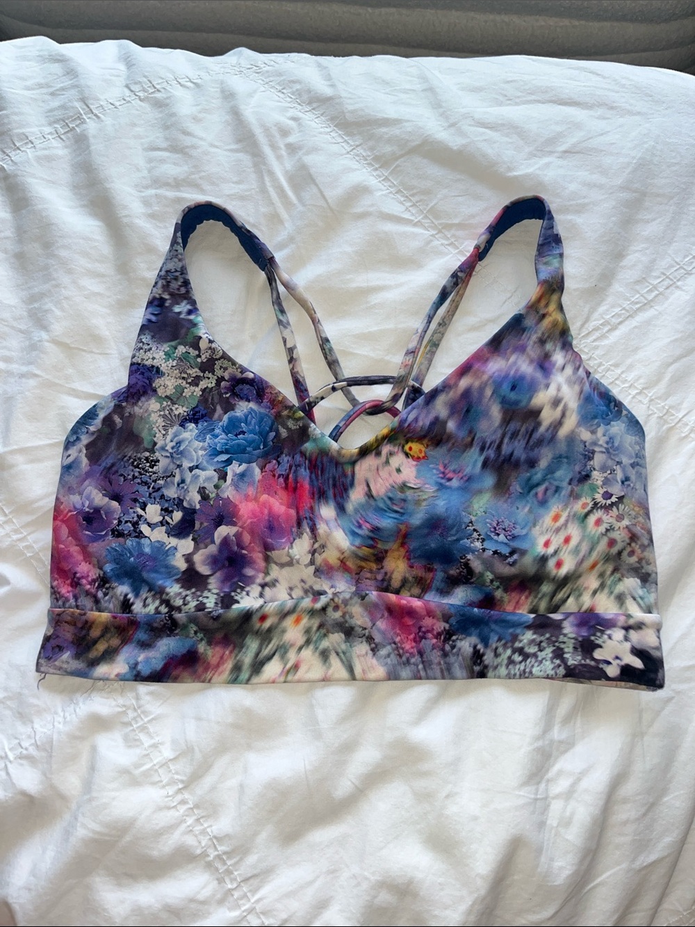 Athleta Floral Multi-Color Strappy Sports Bra
